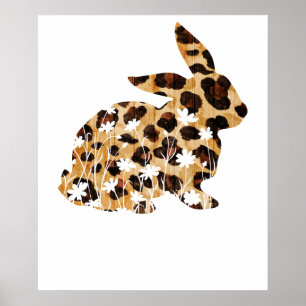 Kaninchen-Leoparden-Blume, Retro, Vintage Poster