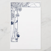 Kaninchen-Lesung unter Baum Briefpapier (Vorderseite)