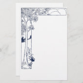 Kaninchen-Lesung unter Baum Briefpapier (Vorne/Hinten)