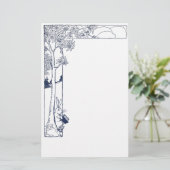 Kaninchen-Lesung unter Baum Briefpapier (Stehend Vorderseite)