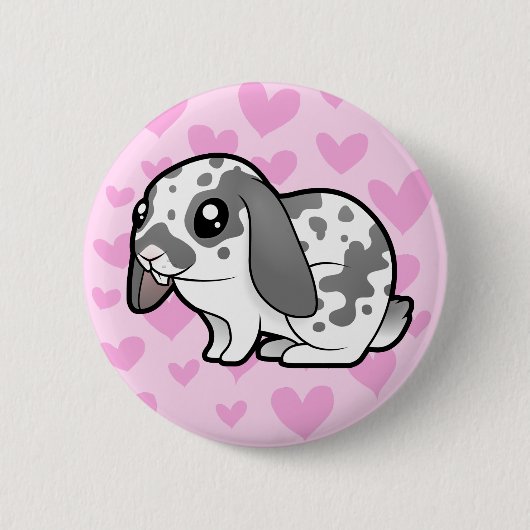 Kaninchen Liebe (schlaffer Ohr glattes Haar) Button (Vorderseite)