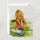 Kaninchen-Lieben lesen Postkarte (Vorne/Hinten)