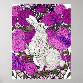 Kaninchen lieben Rosen Poster