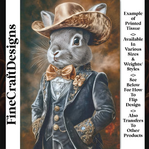 Kaninchen Luxus Wildwest Stil Outfit CF3 Decoupage Seidenpapier