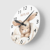 Kaninchen-Mädchen-Beige-Kinderzimmer Runde Wanduhr (Winkel)
