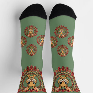 Kaninchen-Mandala Grün Socken