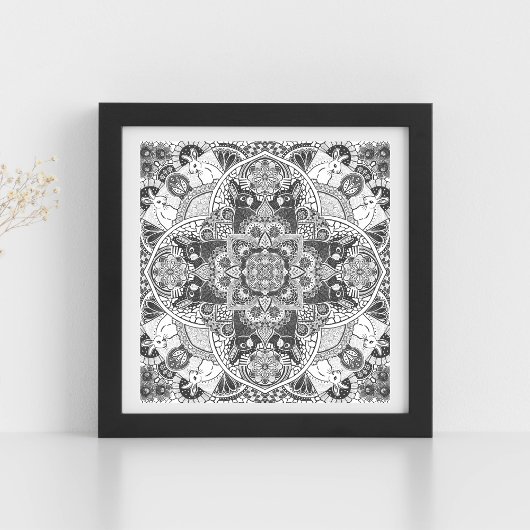 Kaninchen Mandala Naturkunst Print auf Custom Colo Poster