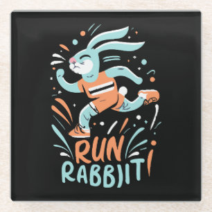 Kaninchen-Marathonläufer niedlich Glasuntersetzer