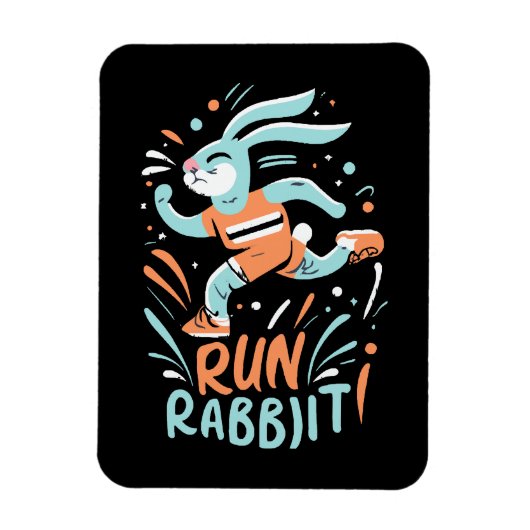 Kaninchen-Marathonläufer niedlich Magnet (Vertikal)