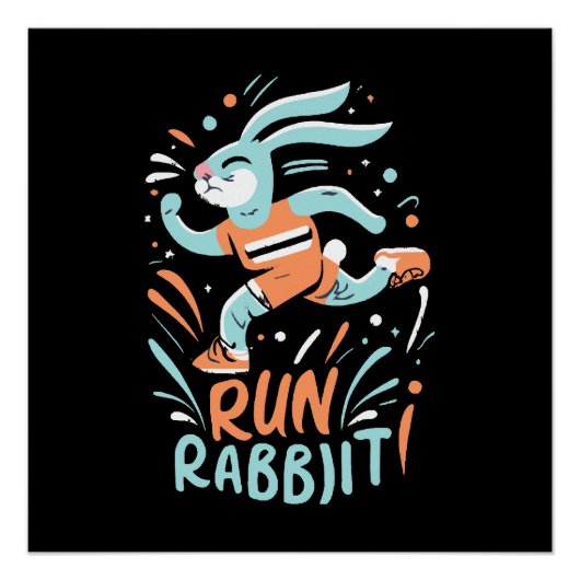 Kaninchen-Marathonläufer niedlich Poster (Vorderseite)