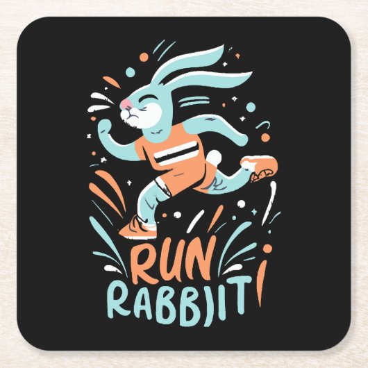 Kaninchen-Marathonläufer niedlich Rechteckiger Pappuntersetzer (Vorderseite)