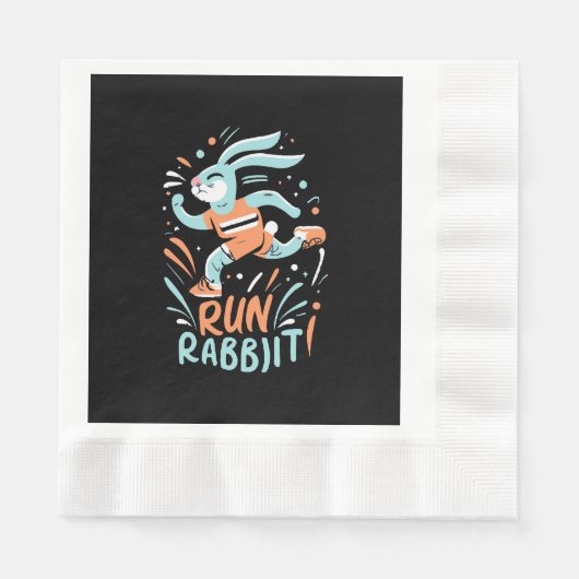 Kaninchen-Marathonläufer niedlich Serviette (Vorderseite)