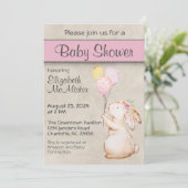 Kaninchen mit Balloons Babydusche Einladung (Stehend Vorderseite)