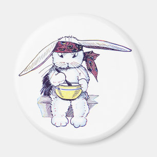Kaninchen mit Bandana und Frühstücksflocken Magnet