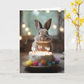 Kaninchen mit Birthday Cake Karte (Gelbe Blume)