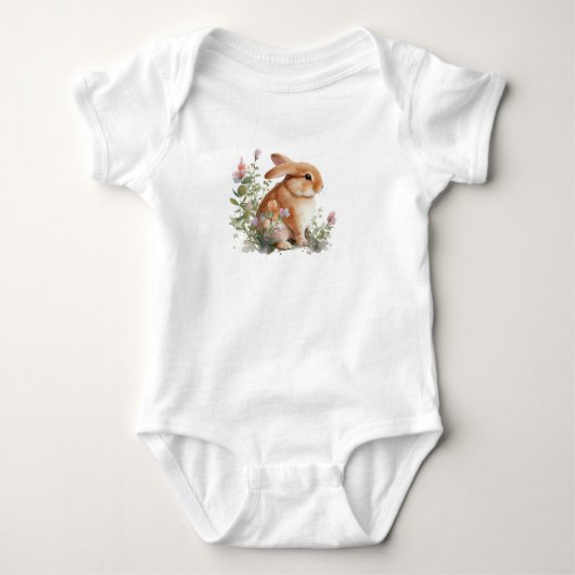 Kaninchen mit Blume Baby Strampler (Vorderseite)