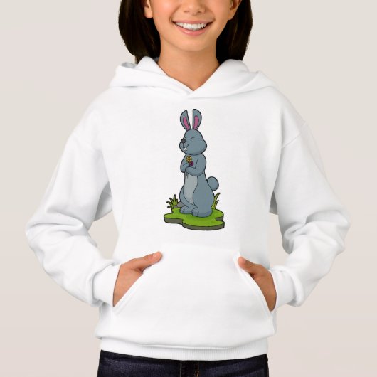 Kaninchen mit Blume Hoodie (Vorderseite)