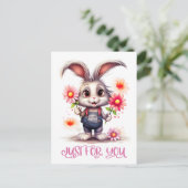 Kaninchen mit Blume nur für Sie Postkarte (Stehend Vorderseite)