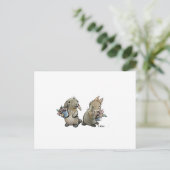Kaninchen mit Blume Postkarte (Stehend Vorderseite)
