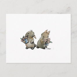 Kaninchen mit Blume Postkarte