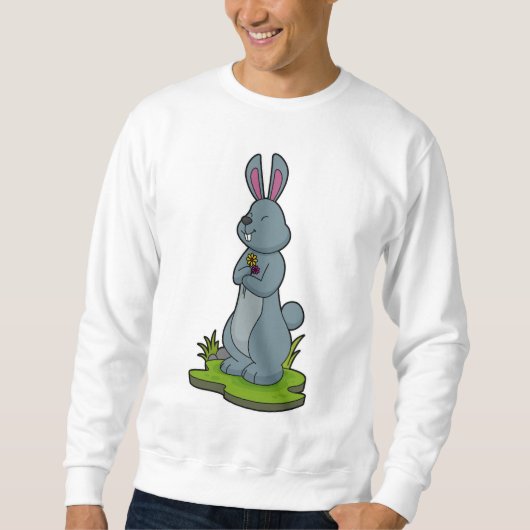 Kaninchen mit Blume Sweatshirt (Vorderseite)