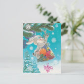 Kaninchen mit Bonbons auf Weihnachtsbaum, Vintag Postkarte (Stehend Vorderseite)