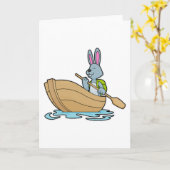 Kaninchen mit Boot & Paddel Karte (Gelbe Blume)