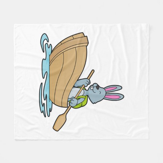 Kaninchen mit Boot & Paddle Fleecedecke (Vorderseite (Horizontal))
