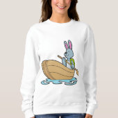 Kaninchen mit Boot & Paddle Sweatshirt (Vorderseite)