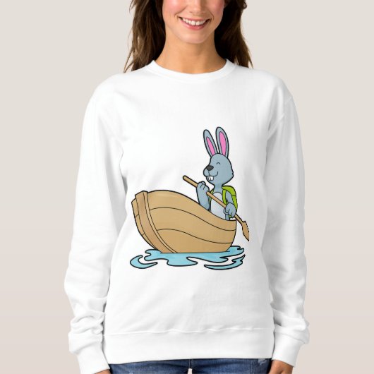 Kaninchen mit Boot & Paddle Sweatshirt (Vorderseite)