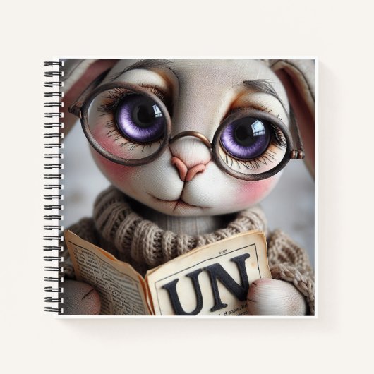 Kaninchen mit Brille mit einem Buch (Vorderseite)
