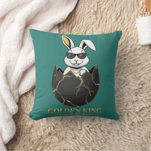 Kaninchen mit cooler Brille, Gold, rissig, königli Kissen