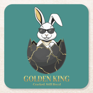 Kaninchen mit cooler Brille, Gold, rissig, königli Rechteckiger Pappuntersetzer