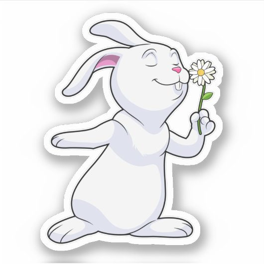 Kaninchen mit Daisy Aufkleber (Vorderseite)