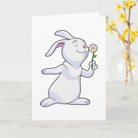Kaninchen mit Daisy Karte (Gelbe Blume)