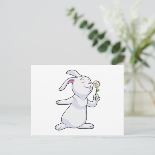 Kaninchen mit Daisy Postkarte (Stehend Vorderseite)