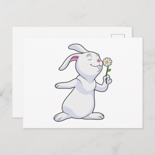 Kaninchen mit Daisy Postkarte (Vorne/Hinten)