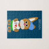 Kaninchen mit diesem Puzzle mit Kindername. (Horizontal)