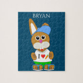 Kaninchen mit diesem Puzzle mit Kindername. (Vertikal)