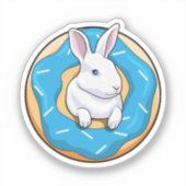 Kaninchen mit Donut Aufkleber (Vorderseite)