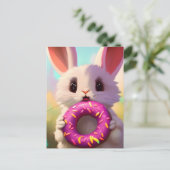 Kaninchen mit Doughnut Postkarte (Stehend Vorderseite)