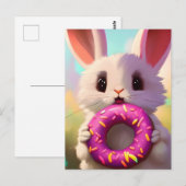 Kaninchen mit Doughnut Postkarte (Vorne/Hinten)