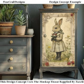 Kaninchen mit Dresskanne, Blume CK3 Decoupage Seidenpapier