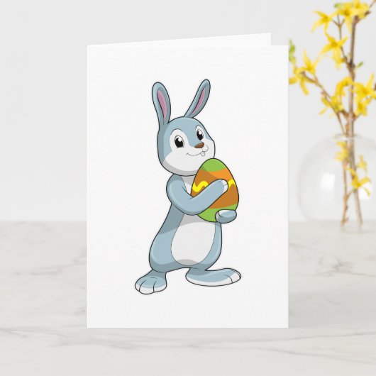 Kaninchen mit Ei Karte (Gelbe Blume)