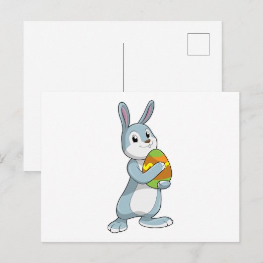 Kaninchen mit Ei Postkarte (Vorne/Hinten)