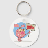 Kaninchen mit einem glücklichen Ostersigne-Schlüss Schlüsselanhänger (Vorderseite)