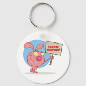 Kaninchen mit einem glücklichen Ostersigne-Schlüss Schlüsselanhänger (Rückseite)