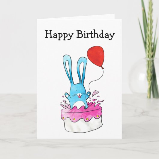 Kaninchen mit Geburtstagskarte Karte (Vorderseite)