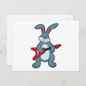 Kaninchen mit Gitarre Postkarte (Vorne/Hinten)