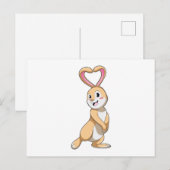 Kaninchen mit Herz Postkarte (Vorne/Hinten)